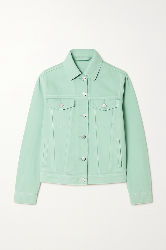 Stylish Mint Green Denim Jacket – Classic Casual Lightweight Jean Jacket for Men & Women